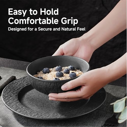 KINGSTONE Bowl Set of 6, 20.4 oz Matte Marble Pattern Stoneware Soup Bowls - size: 6 Pieces