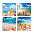 Beach Shells Square Coaster Set - Made of Recycled Rubber - Set of 4 - color: Beach Shells