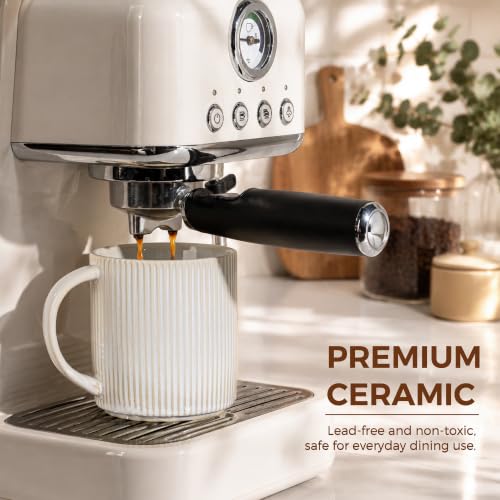 theterra Ceramic Coffee Mugs Set of 4, 14.2 oz Coffee Cups with Handle - color: Reactive White, size: 14 OZ (Set of 4)