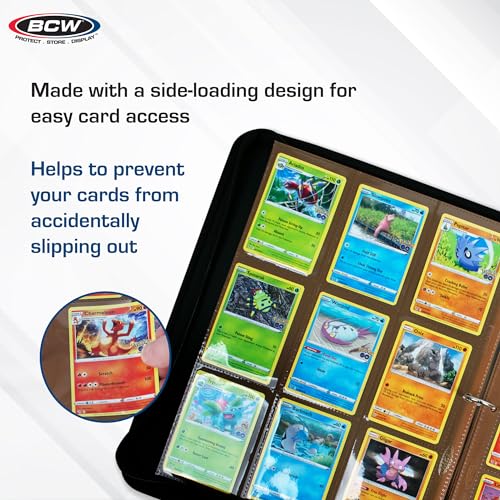 BCW Double-Sided 9-Pocket Pages Holder - 10 Brown Pages | Trading Card Binder Sheets | Secure Side Loading | Ideal Card Storage and Display Solution - color: Brown