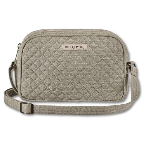 Bella Taylor Simple Crossbody, Quilted Handbag for Women - color: Khaki Chambray