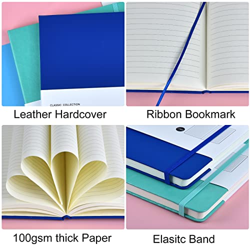 2 Pack B5 Journal Notebooks Classic College Ruled Notebooks Hardcover Lined Journals for Office Home School Business Writing Note Taking, 10.2 x 7.5 inch, 100GSM Thick Paper, 160 Pages (Blue/Green) - color: Blue/Green
