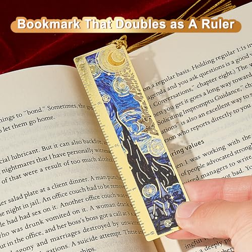 4 PCS Book Marks for Reading Women, Metal Van Gogh Bookmark - style: Oil-Painting Ruler