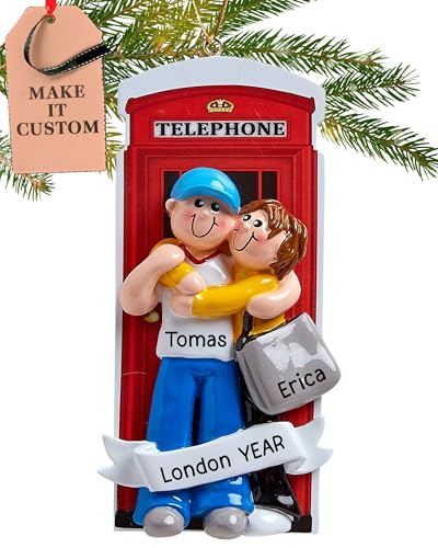 Personalized London Ornament 2026 for Honeymooners, Vacation Souvenir - color: Red England