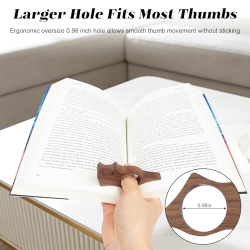 3 Pack Wooden Cat Book Page Holder Set for Book Lovers, Portable Thumb Bookmark Reading Accessories with Pen, Cute Bookworm Gift for Women for Home and Office