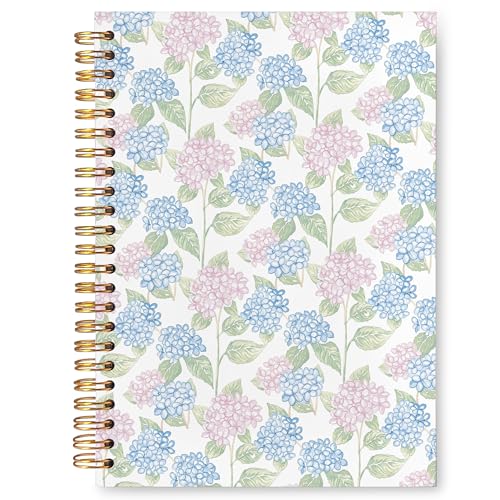 VIIJJUE Hydrangea Notebook Journal, Blue and Pink Hydrangea Notebooks for Note Taking, Blue and Pink Office Supplies, Hardcover Spiral Journal 5.5x8.3 Inch - color: B- Hydrangea