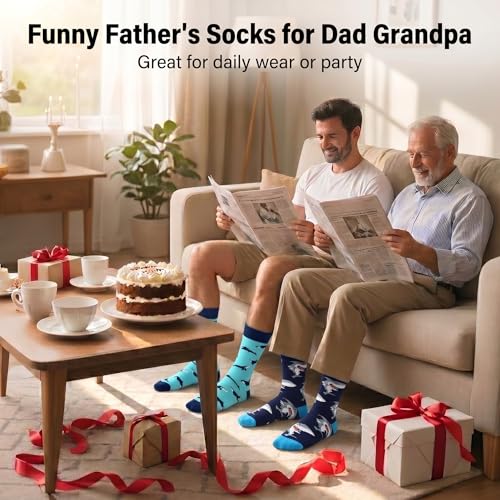 WeciBor Men's Combed Cotton Novelty Crew Socks Size 7-15 - color: Blue/Black/Green/Multicolor Animal-12m, size: 13-15