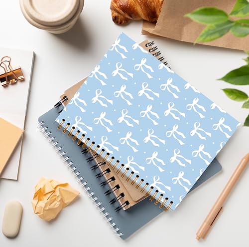 GDJIEGBC Blue Girly Coquette Bow Notebook 5.5x8.3in - color: Color-C