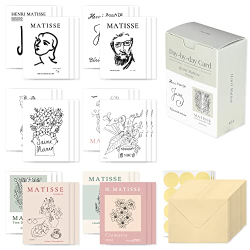 Monolike Day-by-day Card, Henri Matisse Drawing - Mix 36 Mini Single cards, 36 envelopes, 36 stickers Package - color: Henri Matisse Drawing