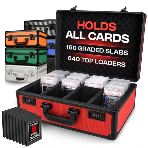 Universal Trading Card Storage Box, 4 Row Red Graded Card Case Slab Case - color: Red, size: 4 Row