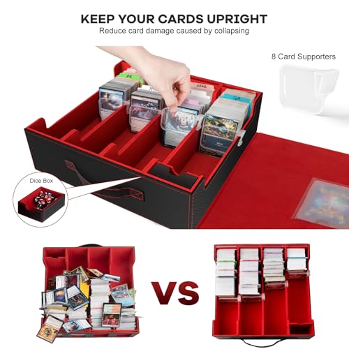Gomyrod 4 Row 3200+ Trading Card Storage with Commander Display [US Patent] - color: Black/Red, size: 3200+