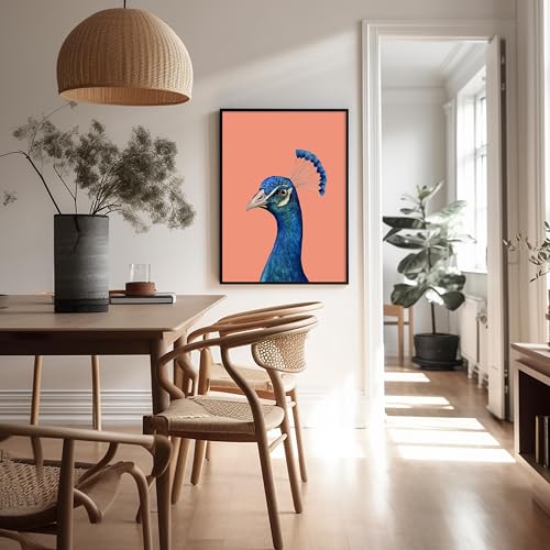 Poster Master Peacock Print - Bird Portrait Poster - Trendy Art - Minimal Wall Design - Gift for Men, Women & Animal Lover - Aesthetic Decor for Dorm, Living Room or Bedroom - 8x10 UNFRAMED Wall Art - color: Style-18, size: 8"L x 10"W
