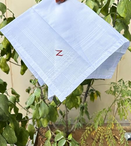 Monogrammed Handkerchiefs for Men 3-Pack Cotton, White Hankies - color: Z