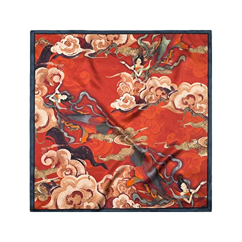 100% Mulberry Silk Scarf - 25.6" Square Neckerchief & Headscarf Gift Packed - color: Deep Red