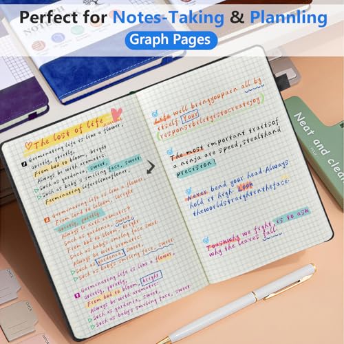 Graph Paper Notebook 5.9"×8.5", 160 Pages Grid Notebook, A5 Graphing Paper - color: Black, size: Grid Page