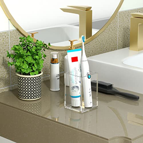 NIUBEE Acrylic Pen Holder for Desk, Clear Pencil Cup Organizer 4 Packs - color: Clear