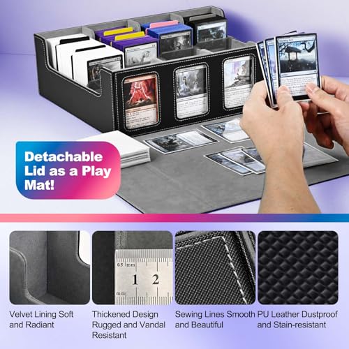 UAONO 4-Row 3000+ Trading Card Storage Box with Commander Display - color: Black&Gray, size: 4-row