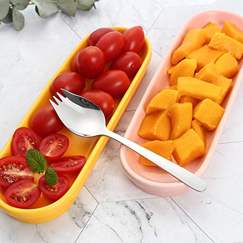 Sporks 4 Pack Stainless Steel Sporks 5.9 Inch Spork Spoon for Ice Cream Spoon Salad Forks, Fruit Appetizer Dessert, Silver - color: Silver