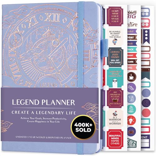 Legend Planner Undated, Weekly & Daily Goal Journal, A5 Periwinkle - color: Periwinkle Gold (Undated), size: A5 (5.5'' x 8.3'')