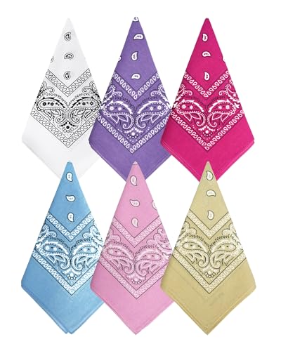 Bycc Bynn Large Soft Cotton Bandanas Pack for Men & Women 22 x 22 inches - color: S- 6 Pack-3