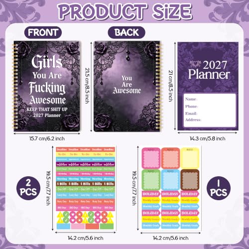 Xqumoi 2027 A5 Planner Purple Lace Sweary Weekly and Monthly Planner Gift - color: Purple Lace 2027, size: A5