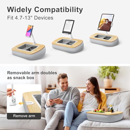 ERGONOV Tablet Pillow Stand with Snack Bowl,iPad Holder for Bed -Birch Gray - color: Birch Gray