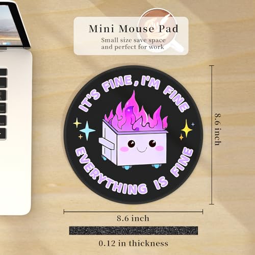 Hancynir 2Pcs Dumpster on Fire Mouse Pad, Funny Mousepad for Desk 8.6 in - color: 00-2 Dumpsters Purple & Pink