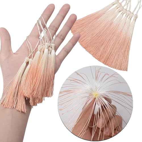 50Pcs 5 Inch Bulk Bookmark Tassel Kit for Graduation, Keychain(Beige Nude) - color: Beige&nude