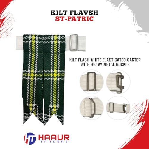 Men's Men's Tartans Kilt Flashes with Heavy Buckle Elastic Adjusters Fit - color: St Patrick