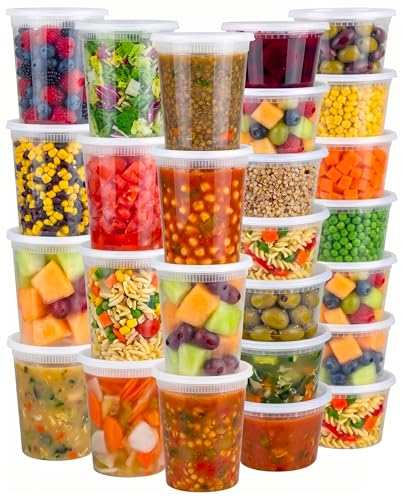 144 Sets Plastic Food Storage Deli Containers w/ Lids 16oz Pint, 32oz Quart - size: 144 Sets (2 Sizes: 16 & 32 oz)