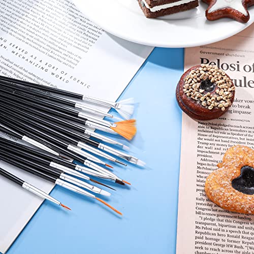 15pcs Cake Decorating Brushes Kit Fondant Paint Brush, Food Paint Brush Baking Decorating Tools for Sugar Cookie Candy Icing Cake Decoration (Black) - color: Black