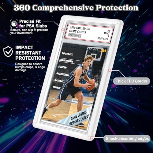 for 1 Pack PSA Slab Guard,Durable PSA Slab Protector Case,Hard TPU Stackable,Shock Absorbing Edge Protection,Soft Touch,Multiple Colors Guards with Precision Fit for Graded Cards Case,Clear - color: Clear, size: 1 Pack