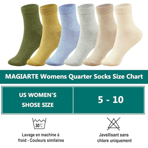 MAGIARTE Womens Mini Crew Cotton Socks,6 Pairs - color: Color#06