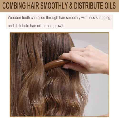 Wooden Comb, Wide Tooth Comb for Scalp Massage & Distribute Oils - style: Best Friend Ever