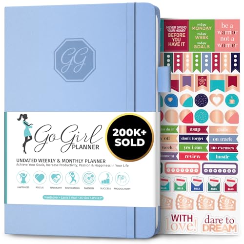 GoGirl Planner for Women, Undated Weekly Agenda Journal, Light Blue - color: Light Blue, size: A5 (5.8'' x 8.3'')