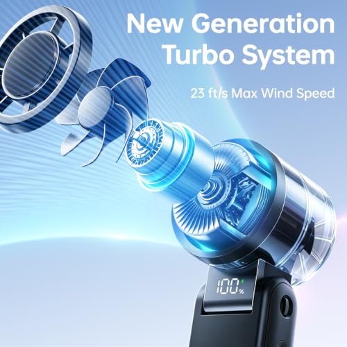 MUXNW Handheld Turbo Fan, 4000mAh Power Bank Portable Fan - color: Black