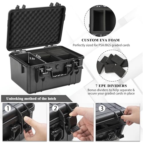 Graded Card Case, Waterproof Trading Card Storage Box for Card Slab - size: L (holds 72+ Graded Cards-waterproof)