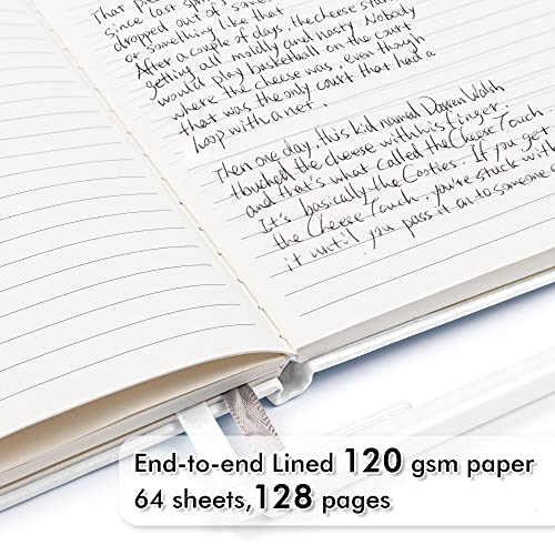 feela 12 Pack Notebooks Journals Bulk, Hardcover Notebook Classic Ruled Lined Journals with Pen Holder for Women Girls School Business Supplies, with 12 Black Pens, 120 GSM, 5.1”x8.3”, A5, White - color: 12 White