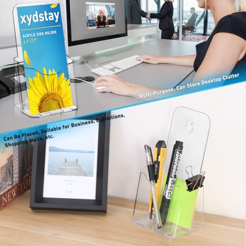 xydstay Acrylic Brochure Holder 4 Inches, Clear Flyer Sign Holder, 12 Pack - size: 4x7