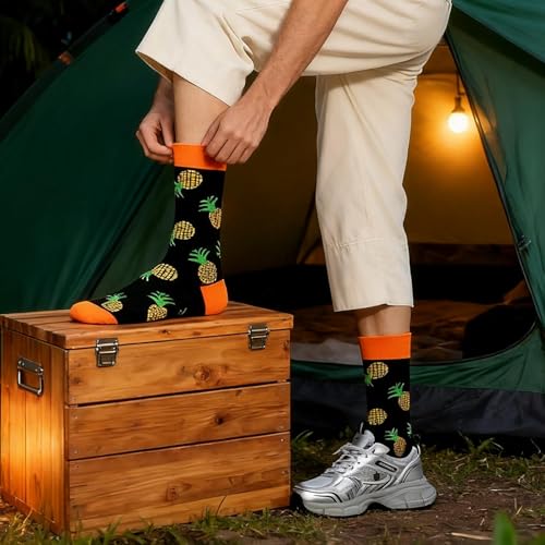 Colorful Funny Novelty Dress Socks for Men Women Teens Fathers Day Casual Fun Crazy Funky Graphic Crew Socks - color: 5 Pairs - Fruit Style -- Avocado Lemon Pineapple Watermelon Pattern Socks, size: 6-12