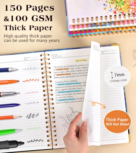 Lined Spiral Notebook Journal for Women, 150 Pages Cute Notebooks 5.75” x 8.38”, A5 Hardcover Spiral Journals with 100 GSM Thick Paper, College Ruled Notebook for Writing Work School, Forest Under a Starry Sky - color: Forest Under a Starry Sky