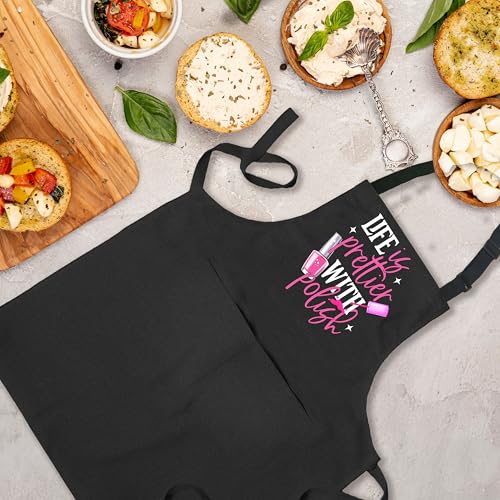 Nail Tech Aprons for Women with Pockets, Gifts for Nail Techs Technicians Artists Manicurists, Peace Love Nails - color: 12 Nail Tech Apron