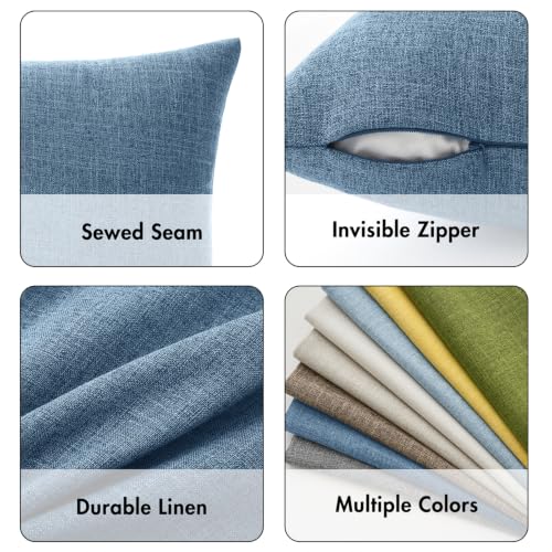 MIULEE Pack of 2 Decorative Linen Burlap Pillow Covers Farmhouse Boho Accent Pillowcases Modern Home Decor for Couch Sofa Bedroom Living Room 18x18 Inch Steel Blue - color: Steel Blue, size: 18" x 18" (Pack of 2)