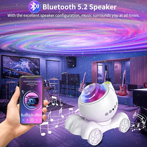 ENOKIK Galaxy Projector, Star Aurora Night Light Bluetooth Speaker, White - color: White