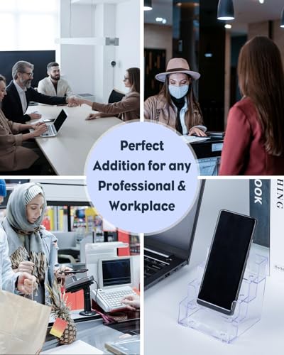 Uniclife 2 Pack Acrylic Business Card Holder for Desk, 240 Card Capacity - color: 4 Slot, size: 2 Pack
