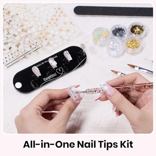 Beetles Nail Art Kit, 510pcs 15 Sizes Gel Nail Tips Nail Art Brushes Set - color: F-Multicolor-10