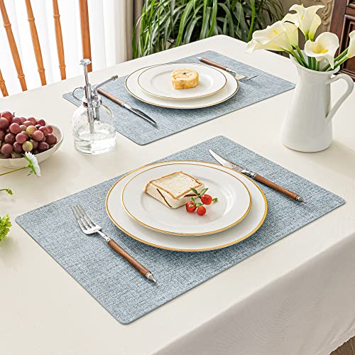 Romanstile Faux Leather Vinyl Placemats Set of 6, Sky Blue - color: Sky Blue