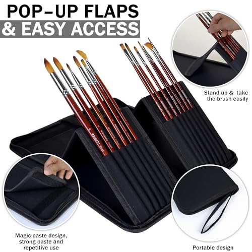 DUGATO Long Brush Holder & Organizer, Canvas Case 5.7 x 14.8 in, Black - color: Black, size: Large 5.7x14.8 inches