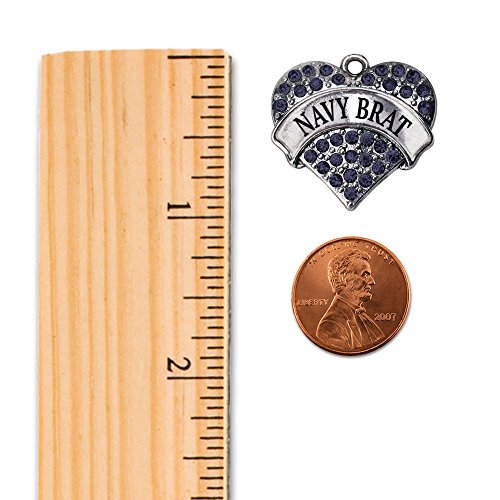 Inspired Silver - Navy Brat - Silver Christmas Ornament - Blue Pave Heart Charm Christmas Tree Ornament with Cubic Zirconia - Holiday Hanging Decoration - style: Navy Brat