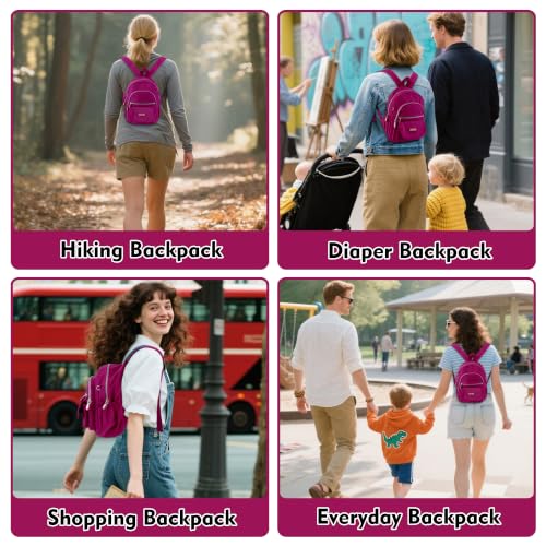 AOTIAN Mini Backpack for Women, Lightweight Sturdy Nylon Small Daypack - color: Mini Hot Pink
